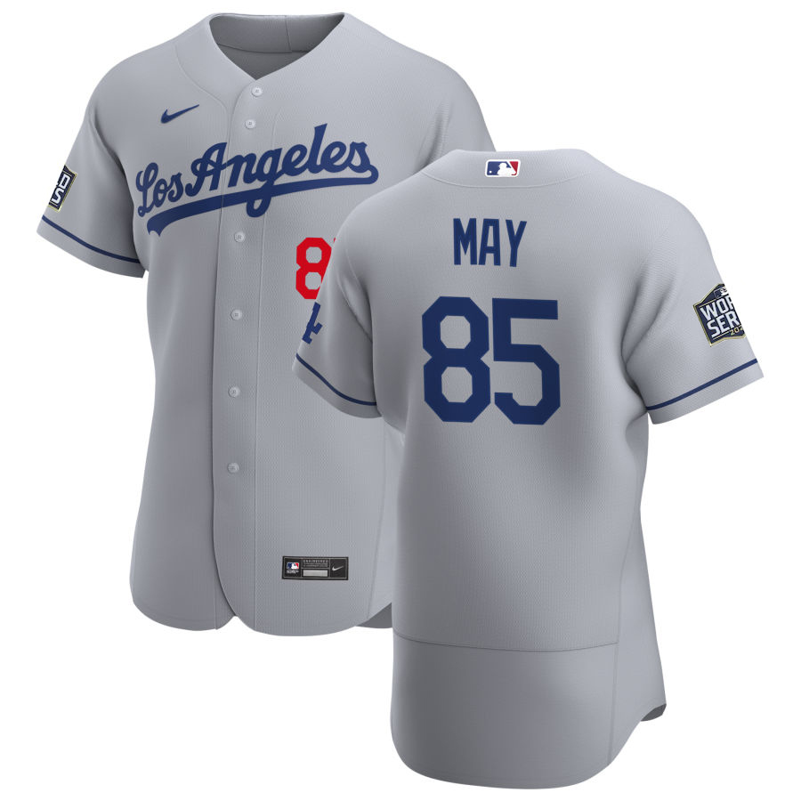 Los Angeles Dodgers #85 Dustin May Men Nike Gray Road 2020 World Series Champions Authentic Team MLB Jersey->new orleans saints->NFL Jersey